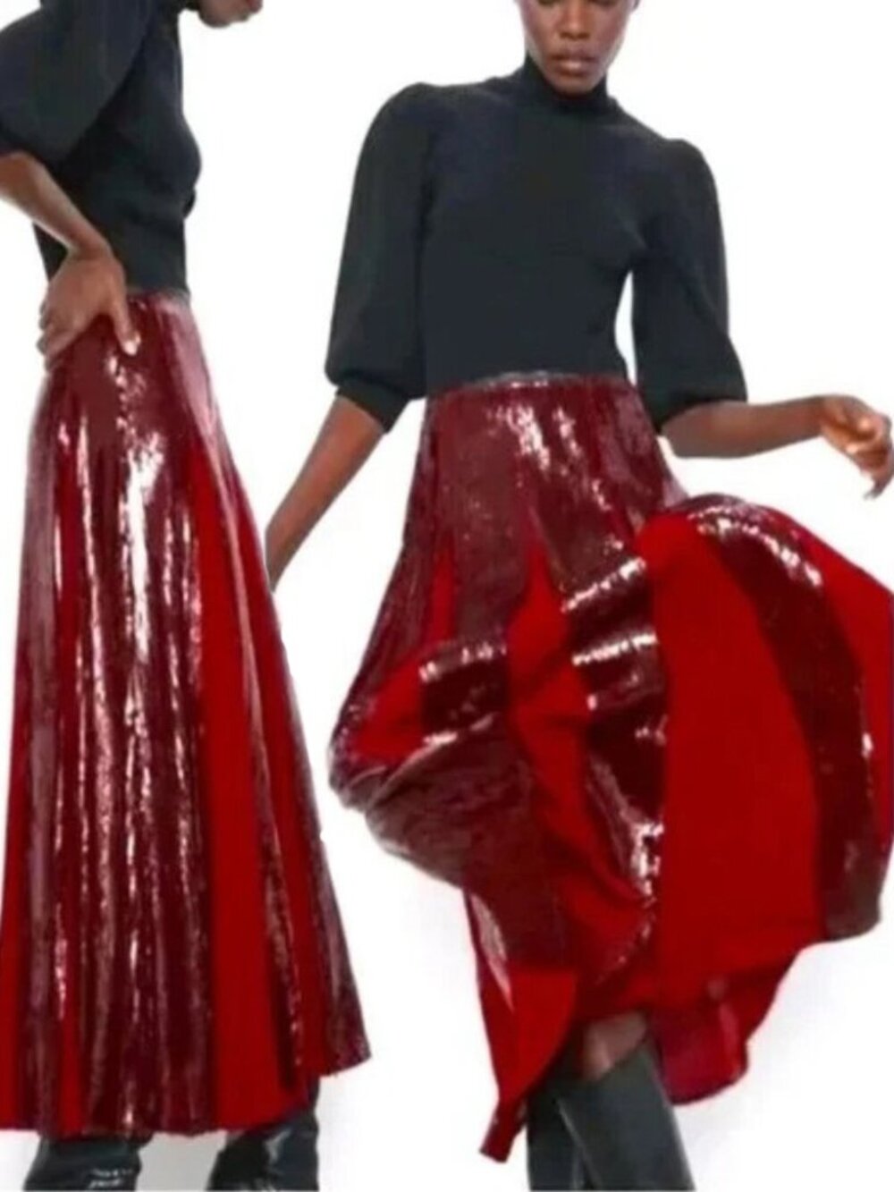 💥INSANELY BEAUTIFUL💥Editorial Special Edition Sequin Skirt in Burgundy/Red